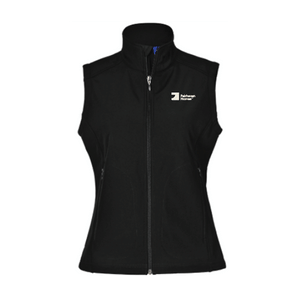 FH Black Ladies' Softshell Hi-Tech Vest (SHJK26) with Warm Grey 1C Left Chest embroidery