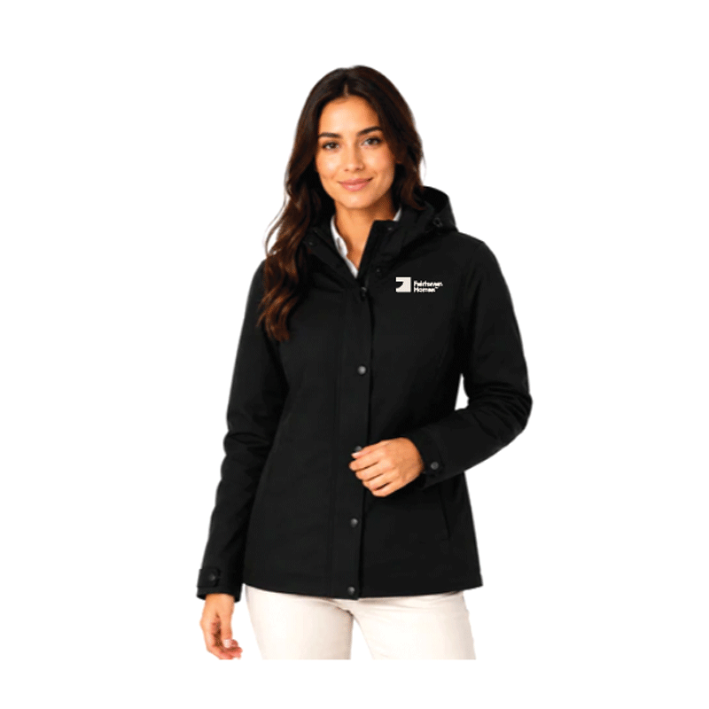 FH Black Ladies PARKLANDS JACKET (AP2519) with Warm Grey 1C Left Chest embroidery
