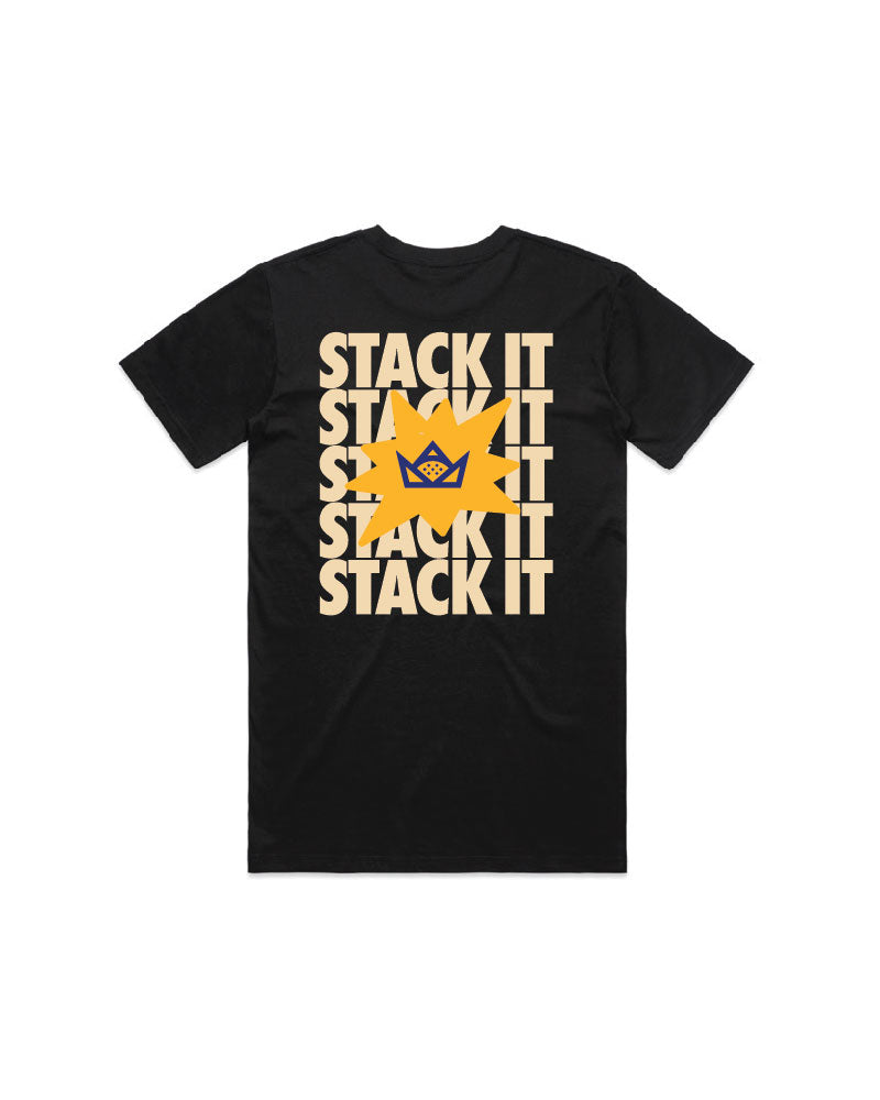 RS Black Short Sleeve Streetworx 160gsm Tee (BCZH135) with Crown Left Chest and Stack it Back print