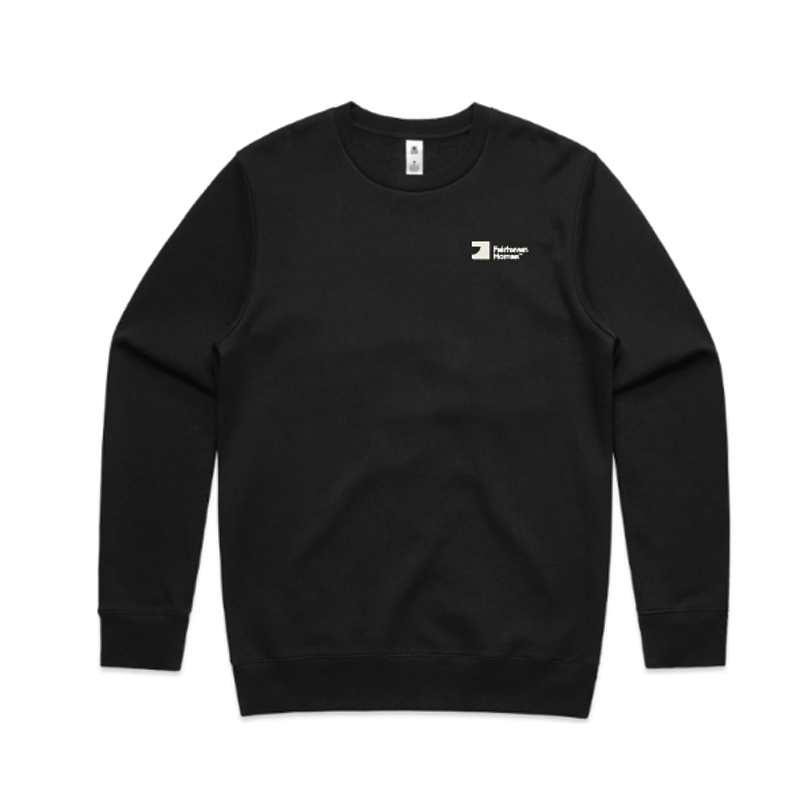 FH Black Mens Stencil Crew (AS5103) with Warm Grey 1C FHH print left chest