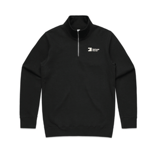 FH Black Mens Stencil Half Zip Crew (AS5125) with Warm Grey 1C FHH print left chest