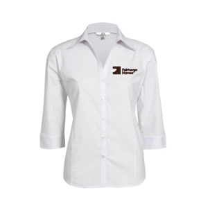 White Ladies Metro 3/4 Sleeve Shirt  (BCLB7300) with Mahogany embroidery