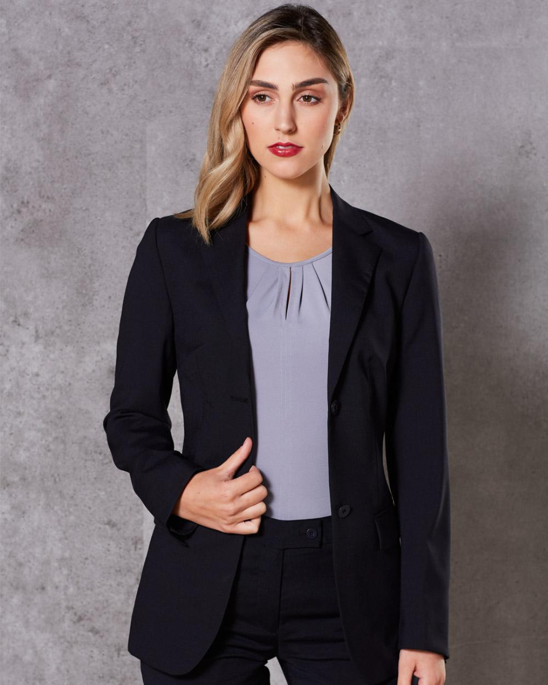 Women's Wool Blend Stretch Mid Length Jacket (SHM9200)