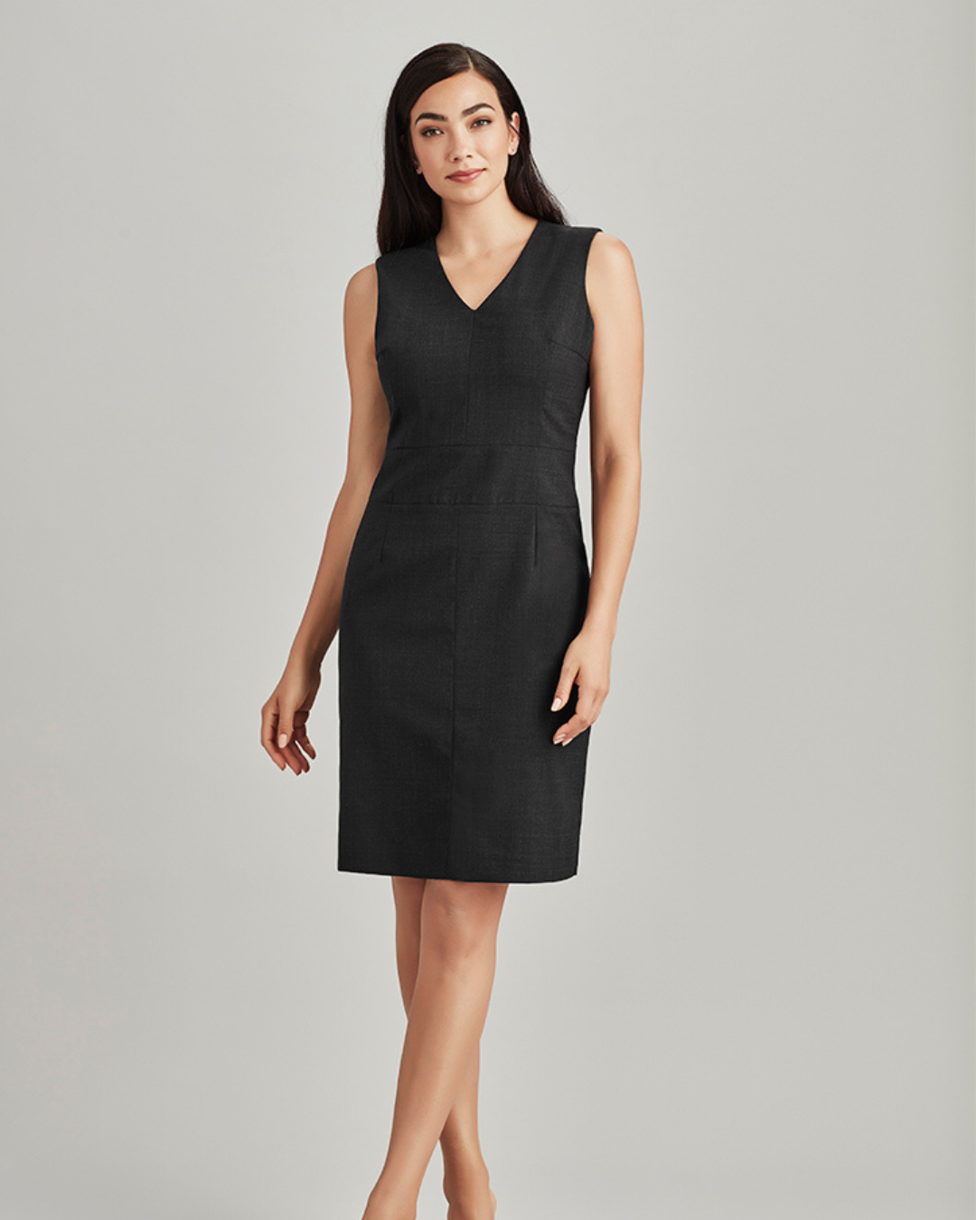 Comfort Wool Stretch Womens Sleeveless V Neck Dress (BC34021)