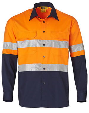 Hi-Vis Cotton Rip-Stop Long Sleeve Shirt 3M Tape (SHSW69)