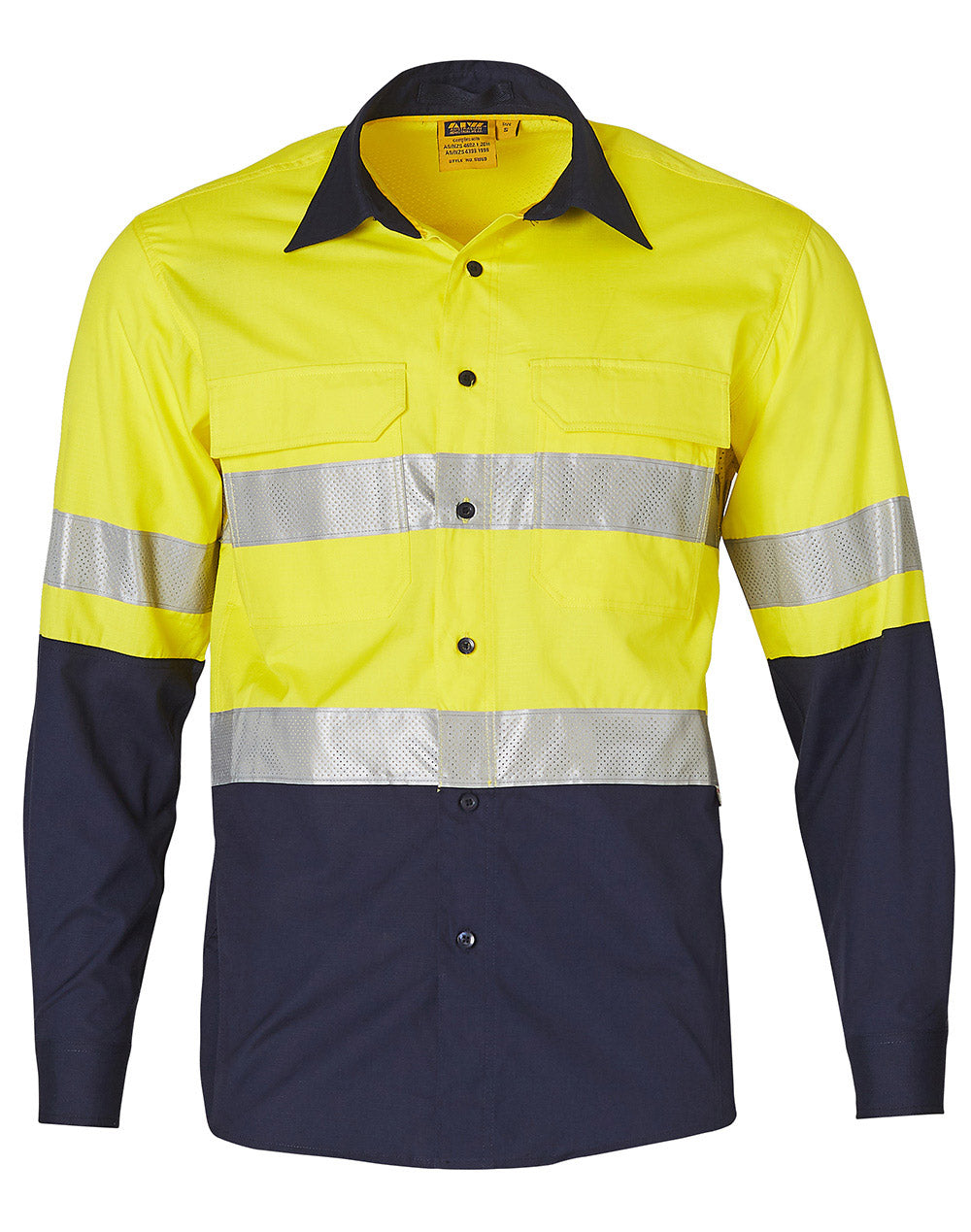Hi-Vis Cotton Rip-Stop Long Sleeve Shirt 3M Tape (SHSW69)