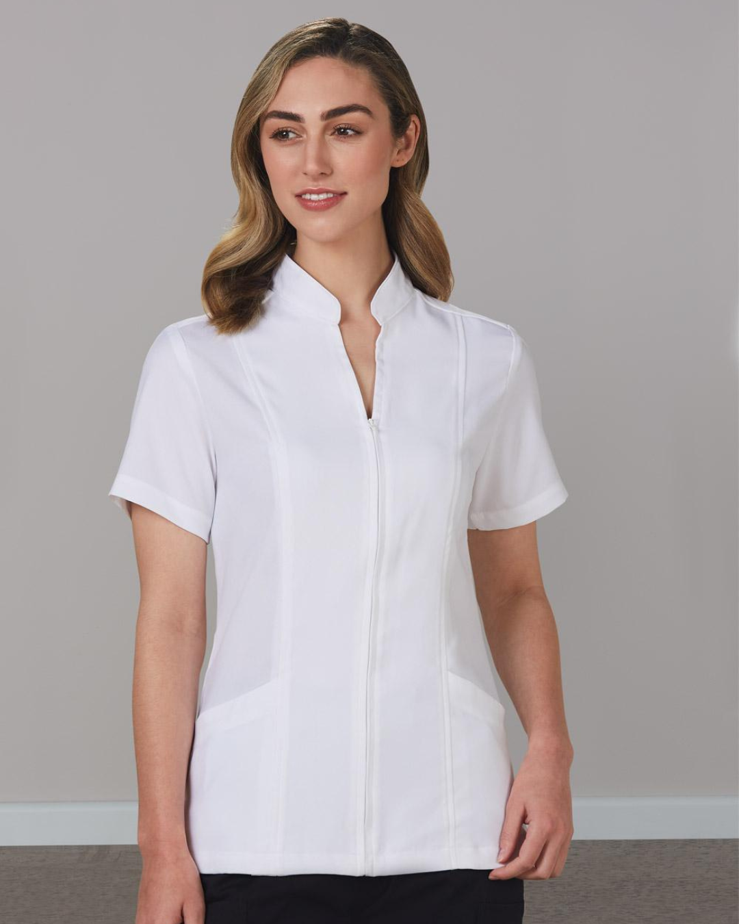 Ladies Full Zip Front Short Sleeve Tunic (M8636S)